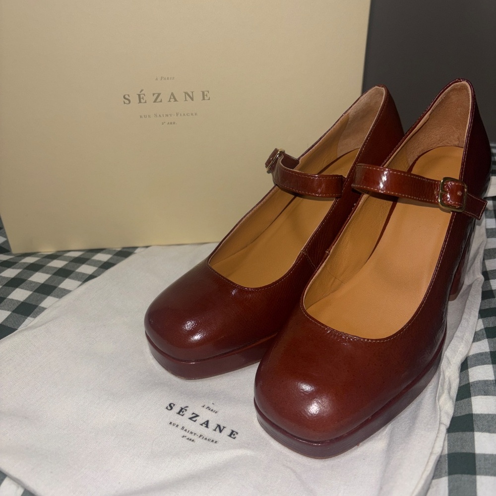 Sezane Georgia High Mary Janes Polished Camel - Size 37 (US 6.5) - Picture 2 of 5